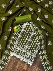 APNISHA Floral Embroidered Pure Silk Unstitched Dress Material