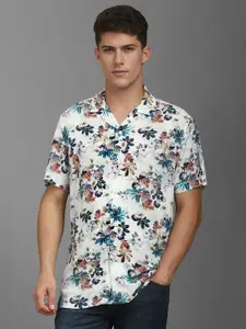 Louis Philippe Jeans Men Cuban Collar Floral Printed Casual Shirt