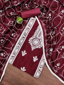 APNISHA Floral Embroidered Thread Work Pure Silk Unstitched Dress Material