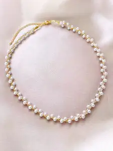 Peora Gold-Plated Pearls Beaded Choker Necklace