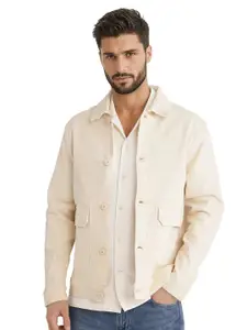 RARE RABBIT Men Spread Collar Solid Cotton Casual Tailored Jacket