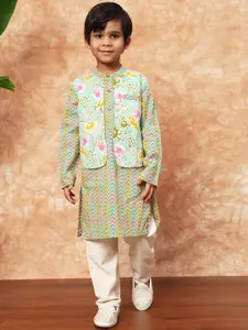 Readiprint Boys Floral Printed Regular Pure Cotton Straight Kurta with Pyjamas