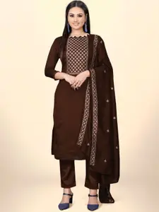 JULEE Embroidered Pure Silk Unstitched Dress Material