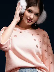 Tokyo Talkies Women Floral Pullover with Embellished Detail