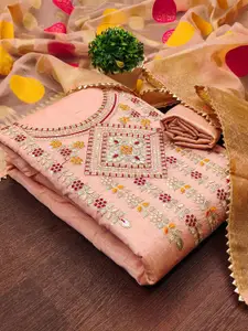 JULEE Floral Embroidered Gotta Patti Unstitched Dress Material