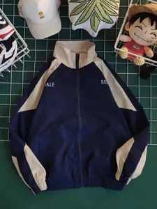 HERE&NOW Men Mock Collar Colourblocked Casual Bomber Jacket