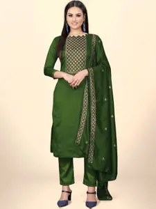 JULEE Geometric Embroidered Pure Silk Unstitched Dress Material