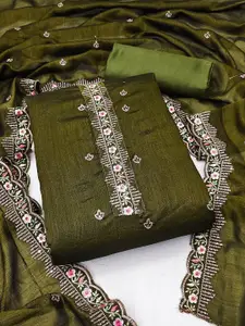 JULEE Floral Embroidered Sequinned Pure Silk Unstitched Dress Material