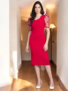 BAESD Puff Sleeve Cotton Bodycon Dress