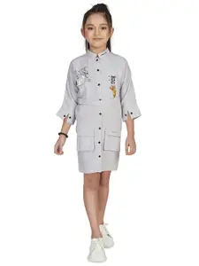 Hunny Bunny Girls Cartoon Characters Printed Shirt Above Knee Dress