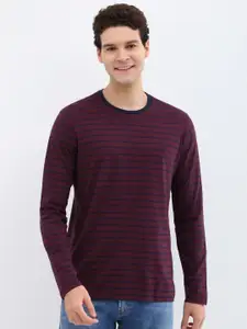 Allen Solly Men Striped Round Neck Cotton Slim Fit T-shirt
