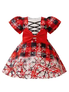 StyleCast x Revolte Girls Print Puff Sleeve A-Line Dress