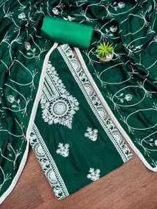 APNISHA Floral Embroidered Thread Work Pure Silk Unstitched Dress Material