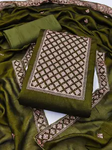 APNISHA Geometric Embroidered Pure Silk Unstitched Dress Material