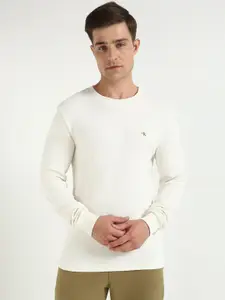 Calvin Klein Jeans Men Self Design Round Neck Cotton T-shirt