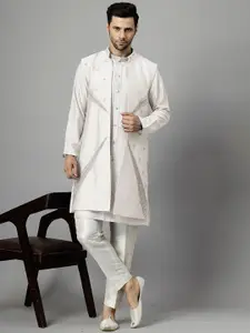 Utsav Fashion Floral Embroidered Dupion Silk Kurta With Trousers & Long Jacket
