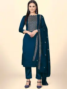 JULEE Geometric Embroidered Pure Silk Unstitched Dress Material