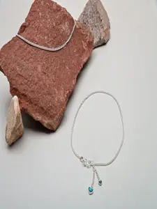 Paavni 925 Sterling Silver Meenakari Anklet