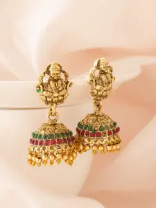 aadita Gold-Plated Beaded Dome Shaped Jhumkas