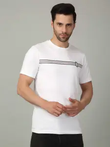 LOUIS STITCH Men Striped Round Neck Cotton T-shirt