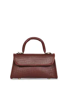 Celtic Women Brown Textured Leather Structured Satchel Detachable Strap