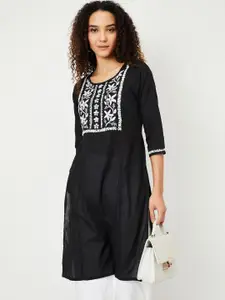 max Floral Embroided Round Neck Straight Kurta
