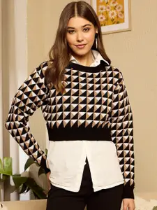 Berrylush Women Printed Crop Pullover