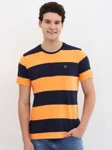 Allen Solly Men Striped Round Neck Cotton Slim Fit T-shirt