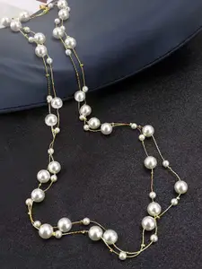 Peora Gold-Plated Pearls Studded Layered Necklace