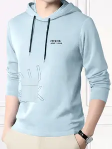 AUSK Men Typography Printed Hood Cotton T-shirt