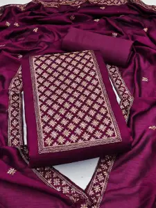 JULEE Floral Embroidered Sequinned Pure Silk Unstitched Dress Material