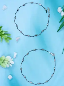 GLYTERS Silver-Plated Anklets