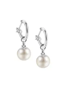 Nilu's Collection Silver-Plated Pearls Beaded Drop Earrings