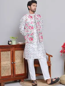 Jompers Floral Printed Regular Straight Kurta with Churidar