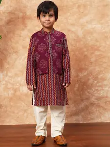 Readiprint Boys Floral Printed Pure Cotton Straight Kurta with Pyjamas