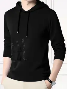 AUSK Men Typography Printed Hood Cotton T-shirt