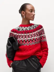 Marks & Spencer Women Printed Long Sleeves Pullover Sweater