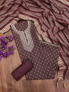 JULEE Floral Embroidered Beads and Stones Unstitched Dress Material