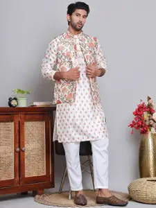 Jompers Floral Printed Regular Straight Kurta with Pyjamas