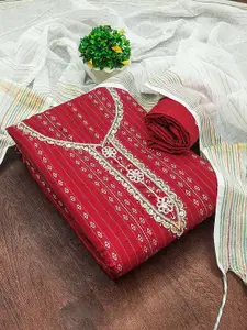 APNISHA Ethnic Motifs Embroidered Beads and Stones Unstitched Dress Material