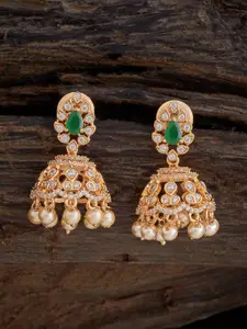 Kushal's Fashion Jewellery Gold-Plated Zircon Studded Dome Shaped Jhumkas