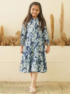 BAESD Print Puff Sleeve Applique Fit & Flare Dress