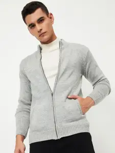 max Men Mock Collar Front-Open Sweater