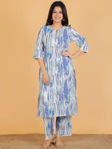 Aramya Keyhole Neck Abstract Printed Regular Cotton Straight Kurta