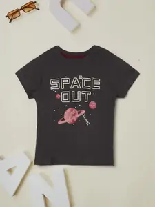 max Boys Typography Printed Round Neck Cotton T-shirt