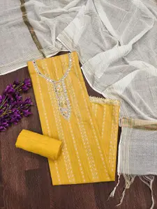 APNISHA Ethnic Motifs Embroidered Beads and Stones Unstitched Dress Material