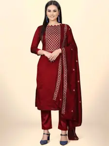 JULEE Ethnic Motifs Embroidered Pure Silk Unstitched Dress Material