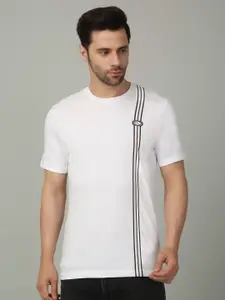 LOUIS STITCH Men Striped Round Neck Cotton T-shirt