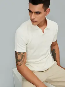 max Men Solid Polo Collar Cotton T-shirt