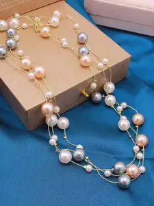 Peora Silver-Plated Pearls Beaded Layered Necklace